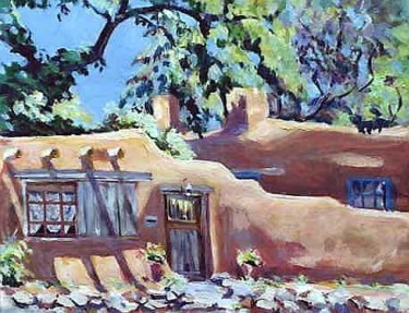 Painting titled "adobe house Canyon…" by Nataly Jolibois, Original Artwork, Oil