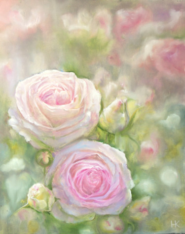 Schilderij getiteld "roses" door Nataliia Kartseva (Nk), Origineel Kunstwerk, Olie