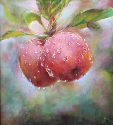 Peinture intitulée "apples" par Nataliia Kartseva (Nk), Œuvre d'art originale, Huile