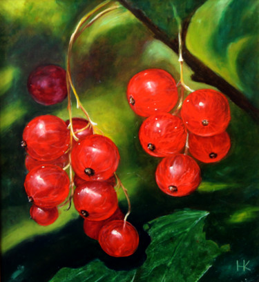 Peinture intitulée "red currant" par Nataliia Kartseva (Nk), Œuvre d'art originale, Huile