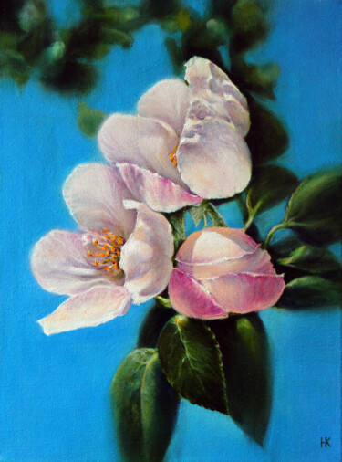 Painting titled "apple blossom" by Nataliia Kartseva (Nk), Original Artwork, Oil