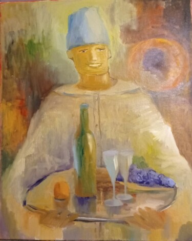 Картина под названием ""Официант с подносо…" - Natalie Paukova, Подлинное произведение искусства, Масло