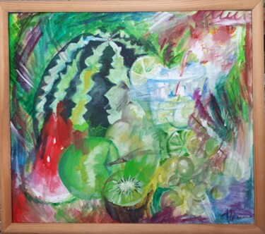 Painting titled "green juice" by Nataly Shi, Original Artwork, Oil