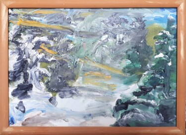 Painting titled "sunny forest" by Nataly Shi, Original Artwork, Oil