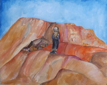 Painting titled "girl in the desert" by Nataly Shi, Original Artwork, Oil