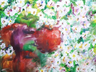 Painting titled "APPLES IN BLOOM" by Nataly Shi, Original Artwork, Oil