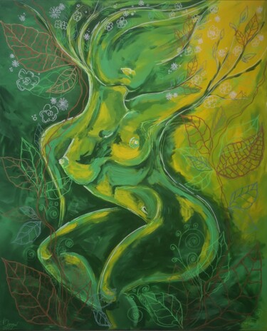 Painting titled "goddes of the nature" by Natalya Cernov, Original Artwork, Acrylic