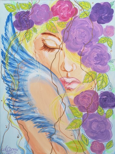 Painting titled "winged dream" by Natalya Cernov, Original Artwork, Acrylic
