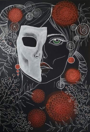 Peinture intitulée "the Mask- Aesthetic…" par Natalya Cernov, Œuvre d'art originale, Acrylique