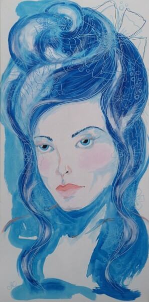 Peinture intitulée "winter: Blue Melody…" par Natalya Cernov, Œuvre d'art originale, Acrylique