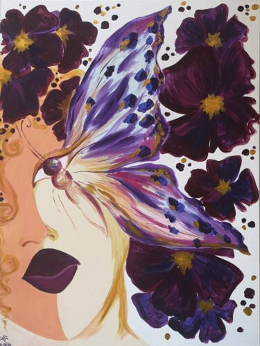 Painting titled "butterfly - woman,…" by Natalya Cernov, Original Artwork, Acrylic