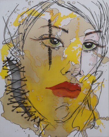 Картина под названием "crack, 40x50 cm," - Natalya Cernov, Подлинное произведение искусства, Акрил
