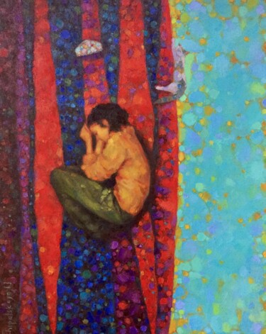 Peinture intitulée "The turquoise river…" par Natalya Chepulskaya, Œuvre d'art originale, Huile Monté sur Châssis en bois