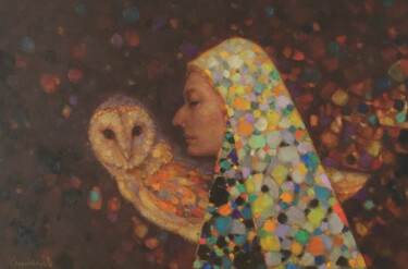 Schilderij getiteld "The ashes" door Natalya Chepulskaya, Origineel Kunstwerk, Olie Gemonteerd op Frame voor houten brancard