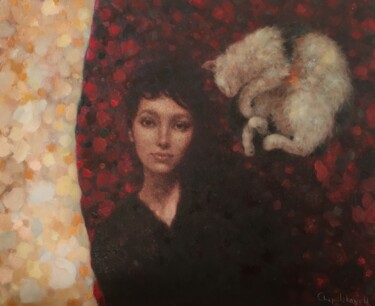 Painting titled "Double portrait" by Natalya Chepulskaya, Original Artwork, Oil Mounted on Wood Stretcher frame