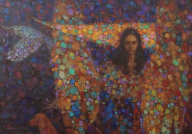 Pittura intitolato "The night hunting" da Natalya Chepulskaya, Opera d'arte originale, Olio