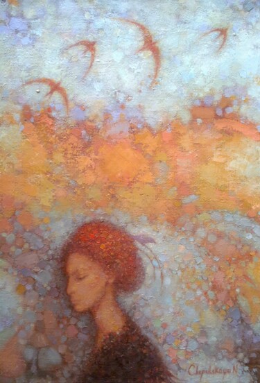 Картина под названием "Le retour" - Natalya Chepulskaya, Подлинное произведение искусства, Масло Установлен на Деревянная ра…