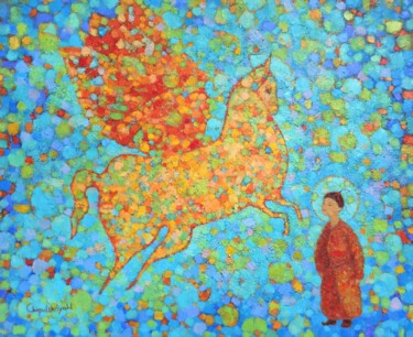 Картина под названием "The Encounter With…" - Natalya Chepulskaya, Подлинное произведение искусства, Масло Установлен на Дер…