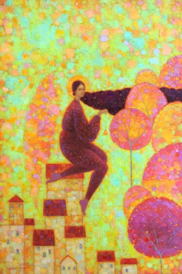 Schilderij getiteld "The bell" door Natalya Chepulskaya, Origineel Kunstwerk, Olie Gemonteerd op Frame voor houten brancard