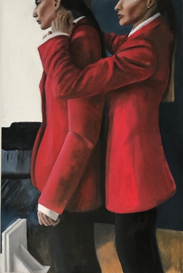 Painting titled "Models" by Natalya Dubrovskaya, Original Artwork, Oil Mounted on Cardboard