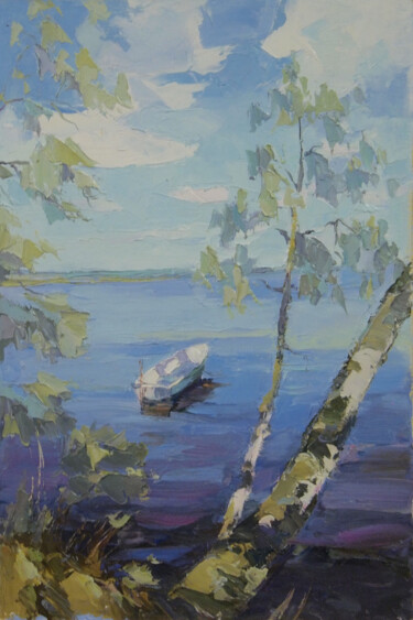 Painting titled "Boat" by Natalya Egorova, Original Artwork, Oil