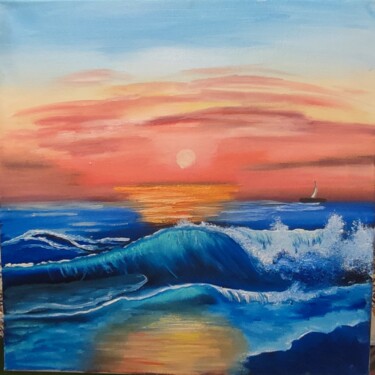 Painting titled "Море" by Natalya Generalova, Original Artwork, Oil Mounted on Wood Stretcher frame