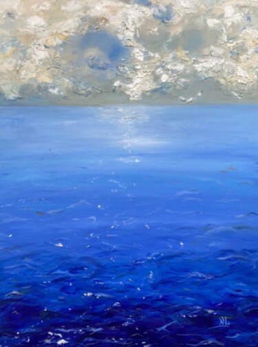 Painting titled "A cloudy sky above…" by Natalya Lysenko (Nat Lysen), Original Artwork, Oil Mounted on Wood Stretcher frame
