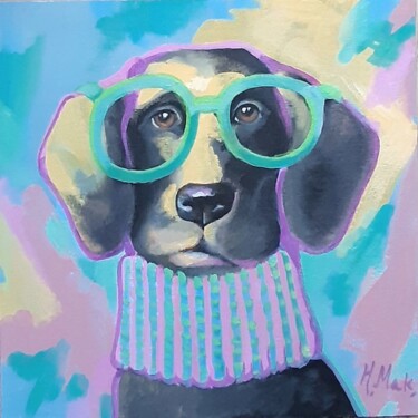 Malarstwo zatytułowany „Собака в мечтах” autorstwa Natalya Makoed, Oryginalna praca, Akryl