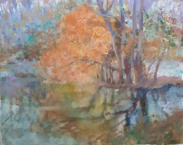 Peinture intitulée "Осень в парке Покро…" par Natalya Makoed, Œuvre d'art originale, Acrylique