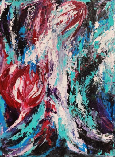 Painting titled "Abstract flowers" by Natalya Mitrofanova, Original Artwork, Oil