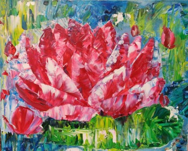 Painting titled "ABSTRACT LOTUS (ori…" by Natalya Mitrofanova, Original Artwork, Oil