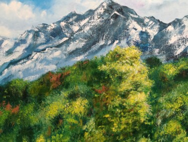 Painting titled "Autumn in the mount…" by Natalya Mitrofanova, Original Artwork, Oil