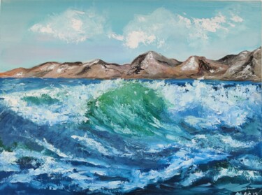 Painting titled "Deep blue sea" by Natalya Mitrofanova, Original Artwork, Oil Mounted on Cardboard