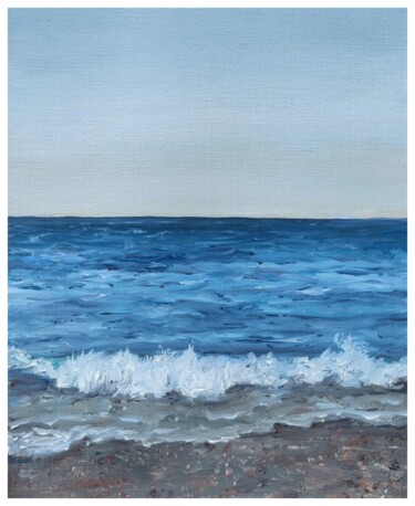 Peinture intitulée "Wave, sky and blue…" par Natalya Mitrofanova, Œuvre d'art originale, Huile