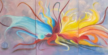Pintura intitulada "Triptych "Energy of…" por Natalya Mitrofanova, Obras de arte originais, Óleo Montado em Cartão