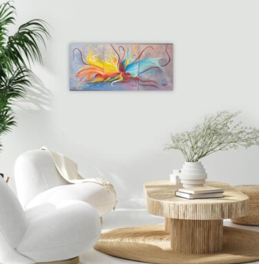 Painting titled "TRIPTYCH "ENERGY OF…" by Natalya Mitrofanova, Original Artwork, Oil Mounted on Cardboard