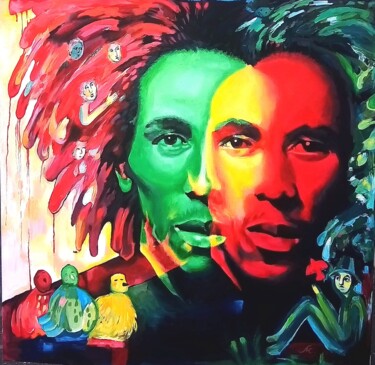 Pittura intitolato "Bob Marley" da Natalya Moshina-Turusinova, Opera d'arte originale, Acrilico