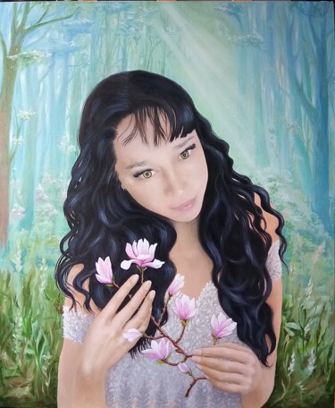 Painting titled "фея" by Natalya Moshina-Turusinova, Original Artwork, Oil