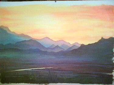 Ζωγραφική με τίτλο "закат в горах" από Natalya Moshina-Turusinova, Αυθεντικά έργα τέχνης, Λάδι