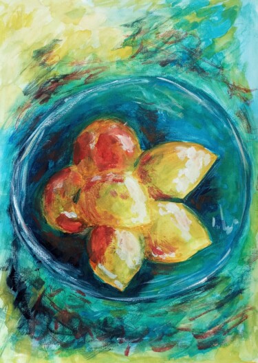 Schilderij getiteld ""Les vitamines dans…" door Natalya Mougenot, Origineel Kunstwerk, Aquarel