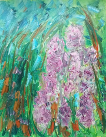 Malerei mit dem Titel ""Les lilas de print…" von Natalya Mougenot, Original-Kunstwerk, Öl