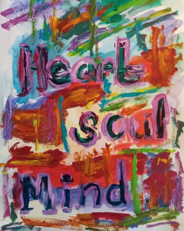 Malerei mit dem Titel ""Heart.Soul.Mind"" von Natalya Mougenot, Original-Kunstwerk, Acryl