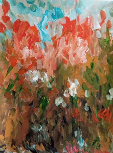 Картина под названием ""Éclat floral"" - Natalya Mougenot, Подлинное произведение искусства, Акрил
