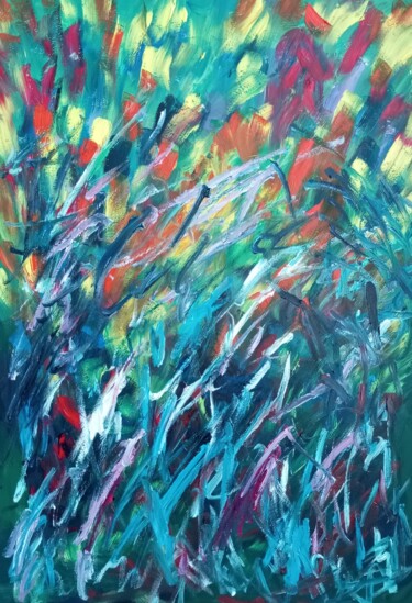 Картина под названием ""Le champ de fleurs…" - Natalya Mougenot, Подлинное произведение искусства, Масло