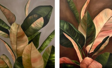 Malarstwo zatytułowany „Leaves” autorstwa Natalya Nesterenko, Oryginalna praca, Olej Zamontowany na Drewniana rama noszy