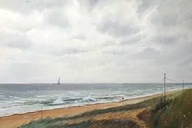 Картина под названием "Штормовое море." - Наталья Нестерова, Подлинное произведение искусства, Акварель