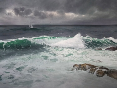 Schilderij getiteld "Through the Storm" door Natalia Nesterova, Origineel Kunstwerk, Aquarel
