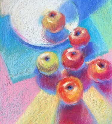 Pittura intitolato "Apples" da Natalya Paydugina, Opera d'arte originale, Pastello