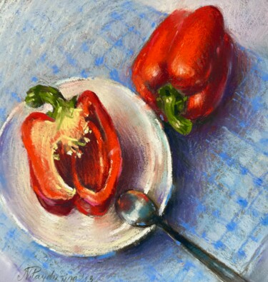 Painting titled "Sweet red Peppers" by Natalya Paydugina, Original Artwork, Pastel