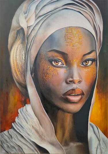 Pittura intitolato "African girl" da Natalya Pyankova, Opera d'arte originale, Olio